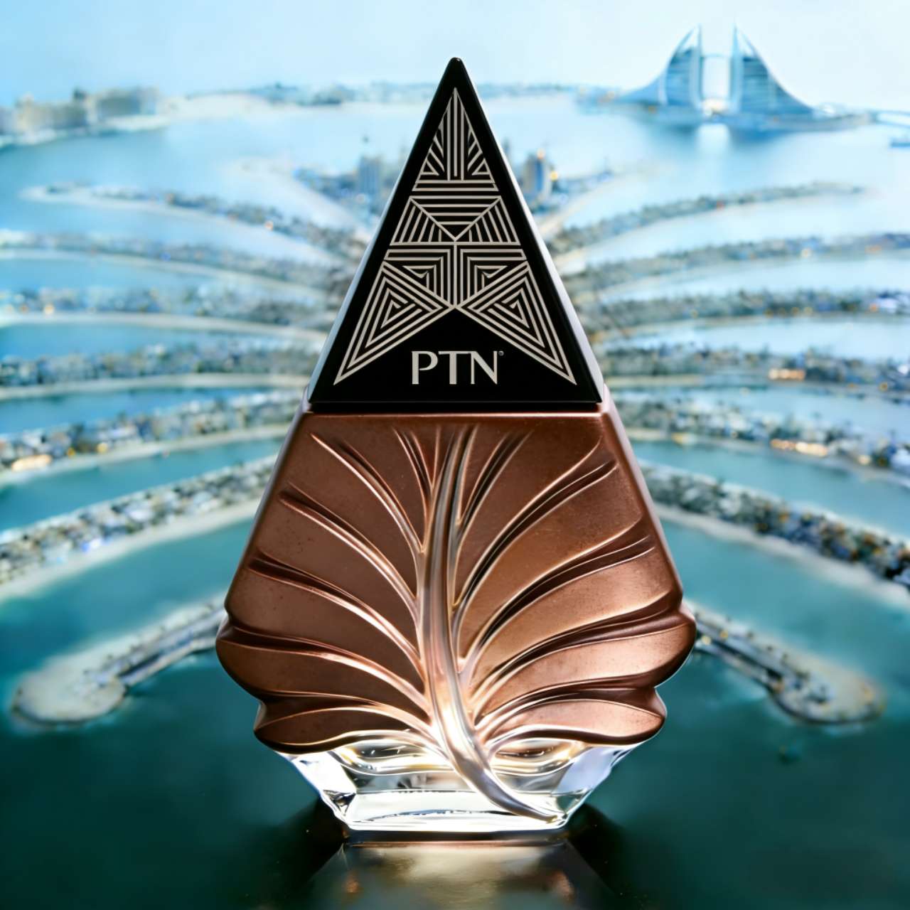 Light of Dubai Leaf Bronze - leaf shaped bronze copper Burj Al Arab theme perfume bottle
