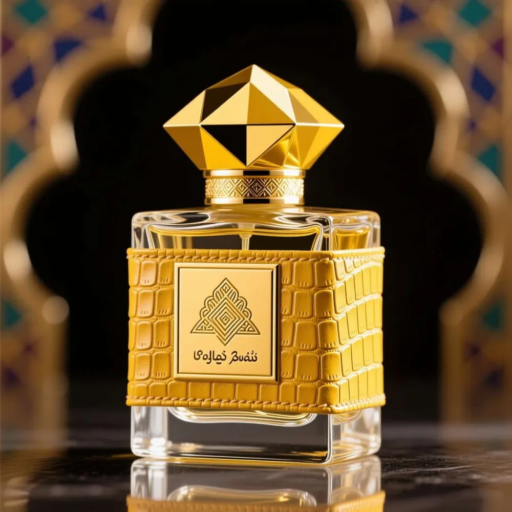 Gold Crocodile Leather perfume bottle for UAE luxury brands