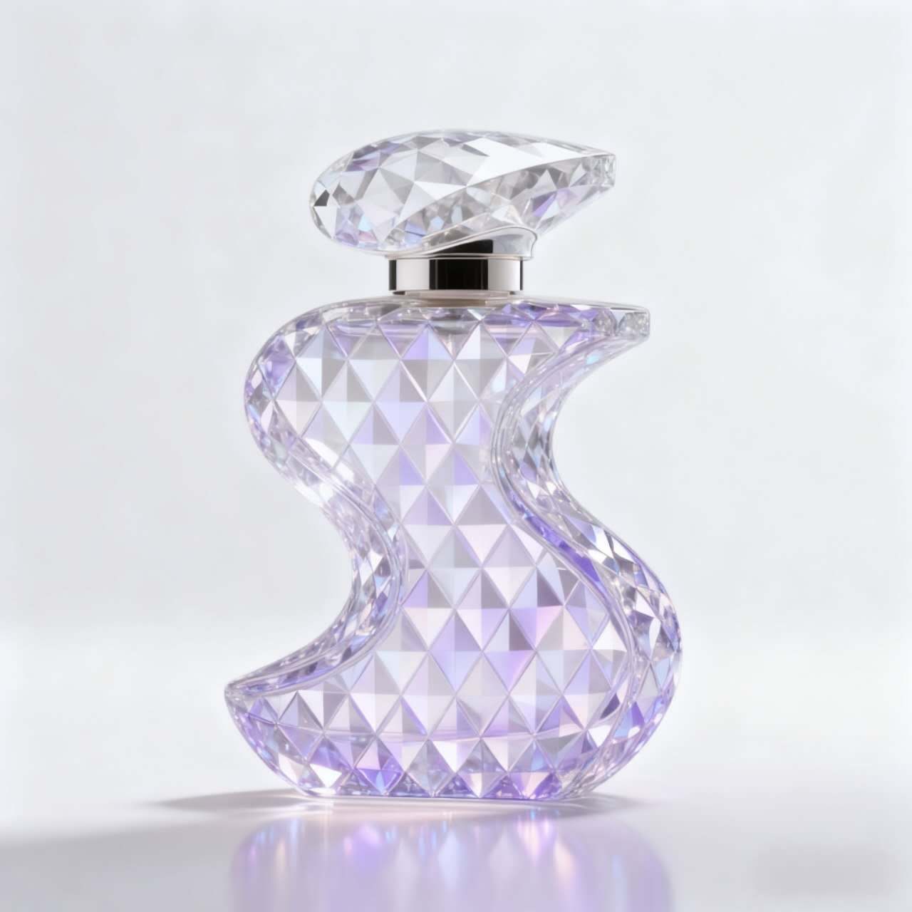 Purple Crystal S-Bottle - diamond cut S-shape crystal purple perfume bottle